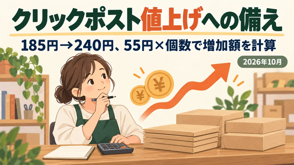 クリックポスト値上げへの備え｜発送個数から増加額を計算し送料方針を見直す