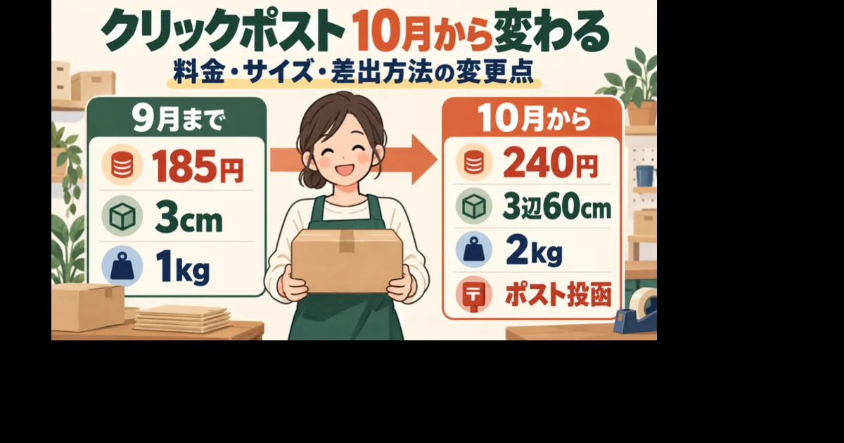 2026年10月のクリックポスト変更点｜料金・サイズ・差出方法
