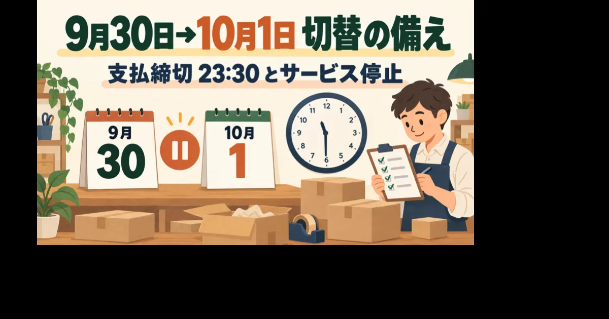 9月30日〜10月1日のクリックポスト発送準備｜支払締切と停止時間